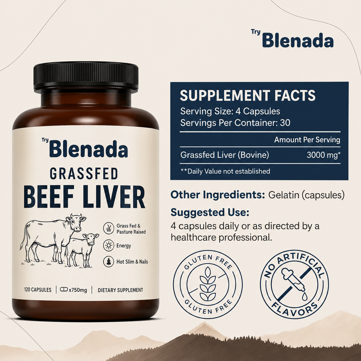 TryBlenada - Grass-fed Beef Liver Capsules